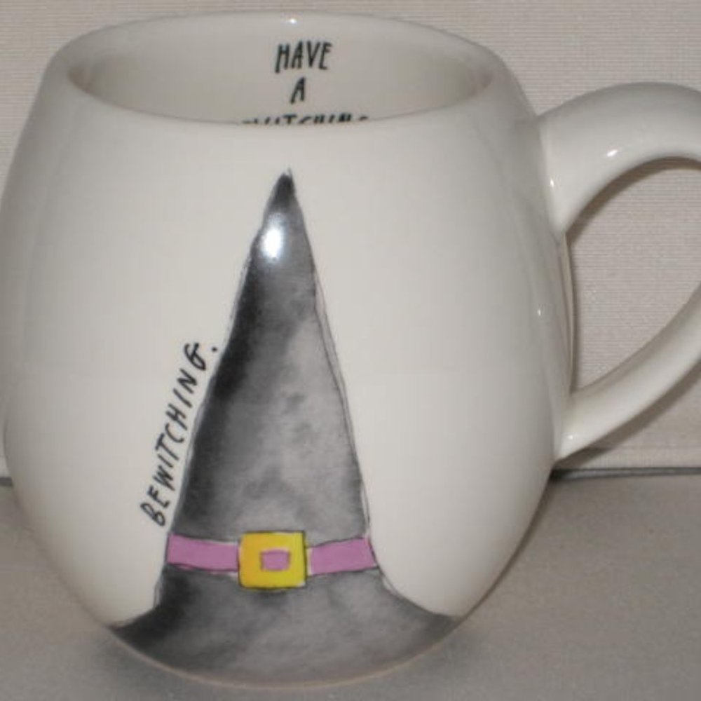 Rae Dunn Rare NWOT Magenta Have A Bewitching Day Halloween Mug Witch Hat - Picture 2 of 8